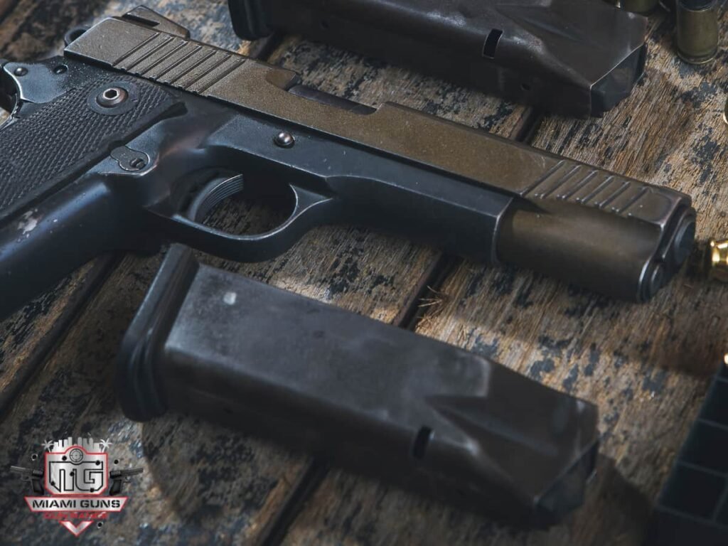 Firearms and accessories at Miami Guns indoor shooting range near Miami